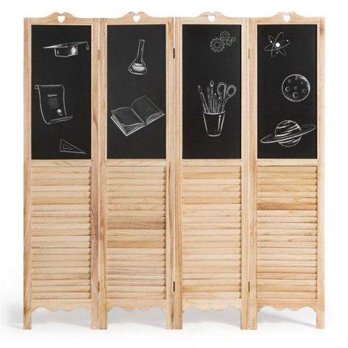 4-Panel Folding Privacy Room Divider Screen with Chalkboard 4-Panel Folding Privacy Room Divider Screen with Chalkboard
